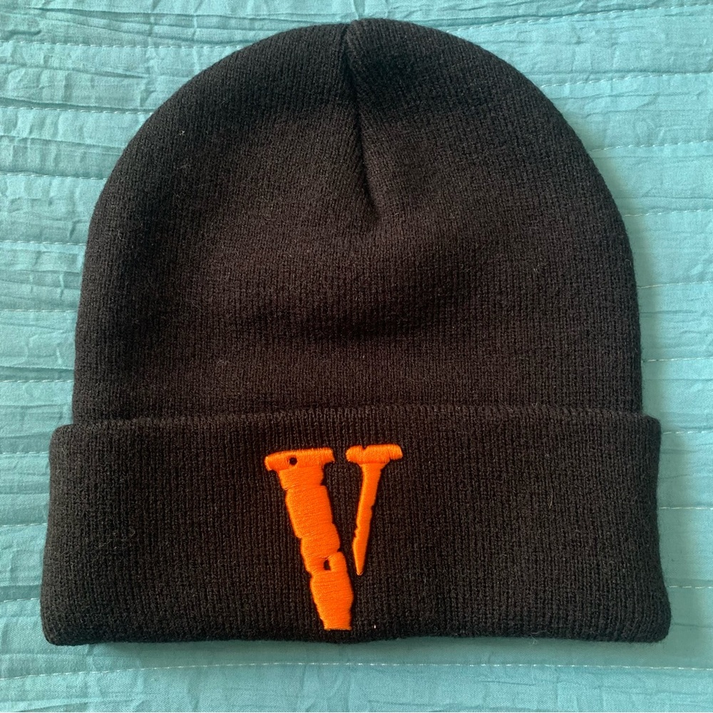 ***SOLD*** VLONE Youth Beanie Hat Black with Orange V.  Never worn!